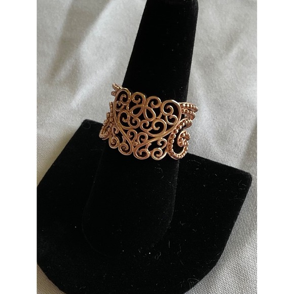 FAS 925 Sterling Silver ring Size 8 filigree heart design Estate jewelry - Picture 6 of 6